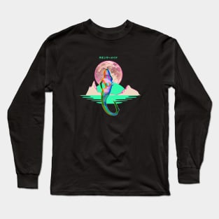 Glitchart Mermaid Vaporwave Aesthetic Long Sleeve T-Shirt